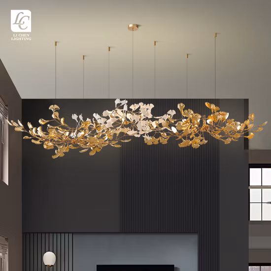 Lampadario nordico a forma di foglia di ginkgo, sala da pranzo, lampade personalizzate, lampadario per soggiorno