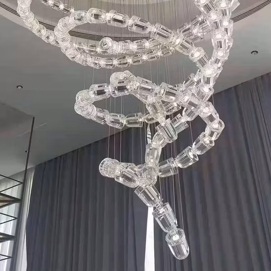 Lampada decorativa artistica per lampadari a LED di grandi dimensioni con scala moderna per hall, hotel