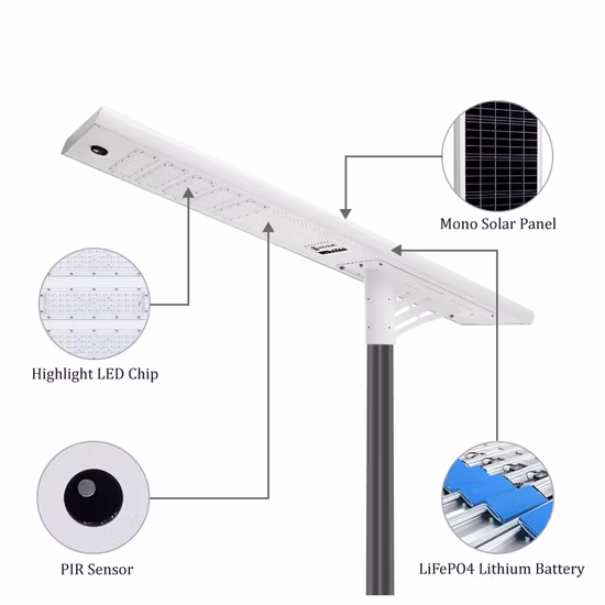 Esterna Impermeabile IP65 Ad Alta Potenza IP66 50W 100W 150W Illuminazione di Sicurezza Lampada da Strada a LED Sensore da Giardino Sensore Solare o Principale Lampione stradale a LED